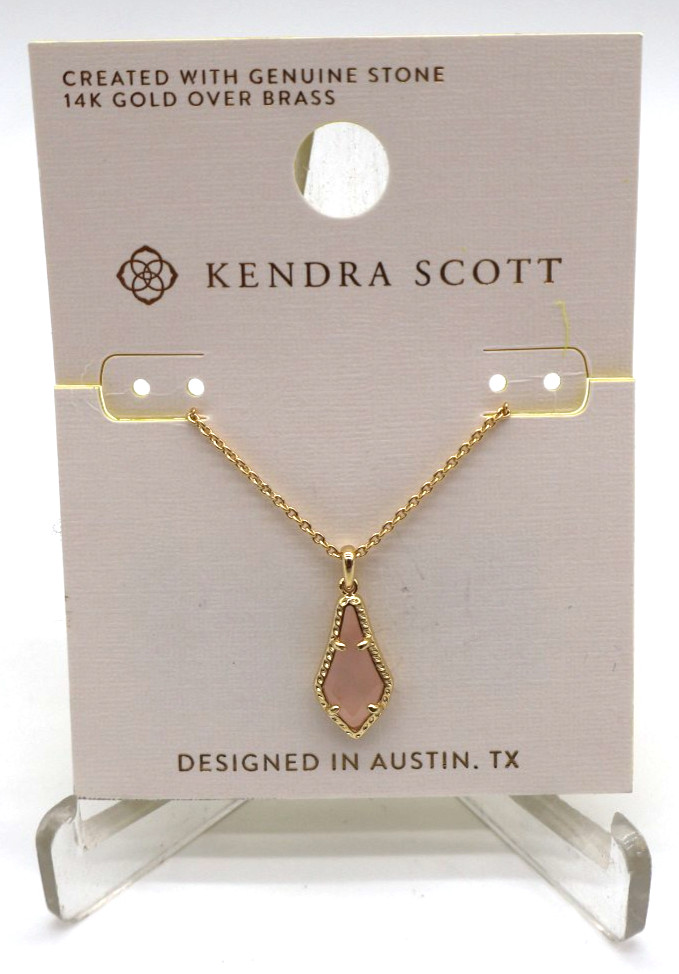 Kendra Scott Jesse Pendant Necklace 14K Gold Over Brass Rose Quartz NWT