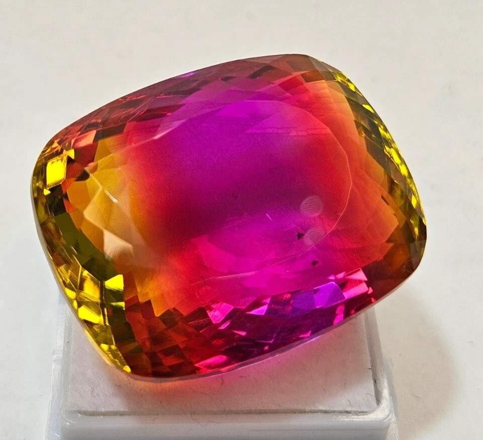Amazing Tourmaline Bi-Colour 85+ Ct Cushion Cut Natural Certified Gemstone