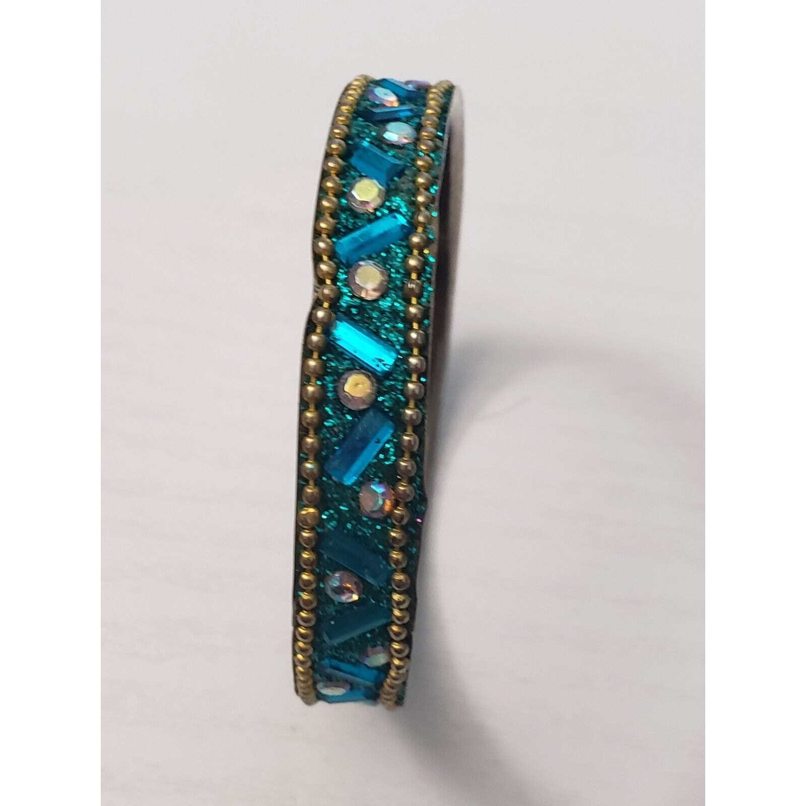 Vintage Bracelet / Bangle Bright Blue Glitter Bangle 7″
