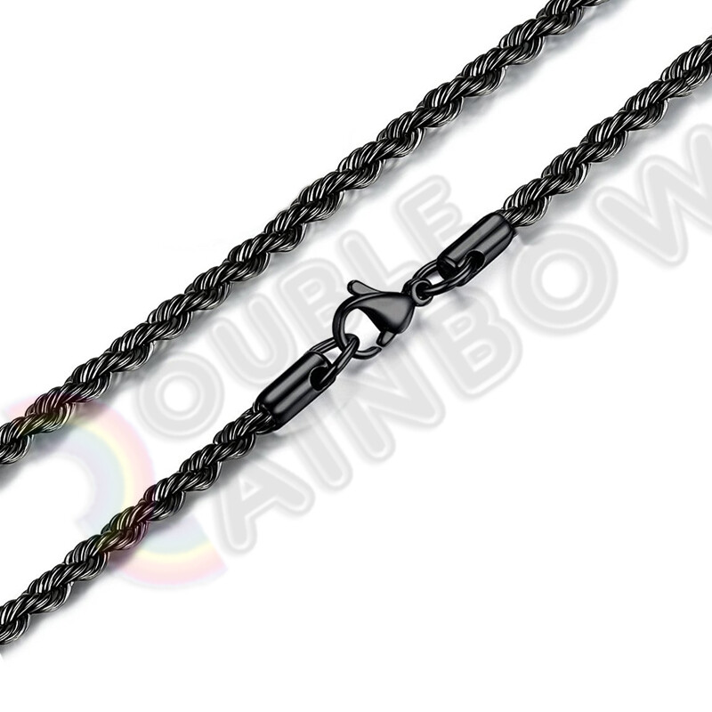 Men Women’s Stainless Steel Black Plated 2mm/3mm/4mm/5mm Rope Necklace Chain