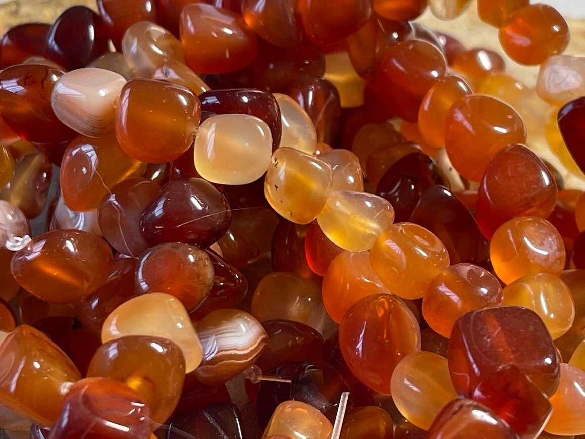 Natural Agate/Carnelian Beads Strands Tumbled Stone Nuggets 7~15×3~15mm.Hole 1mm