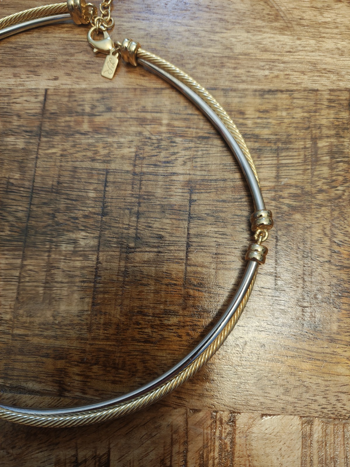 Gold Tone Collar Choker Necklace Round Link Chain Adjustable Lobster Clasp