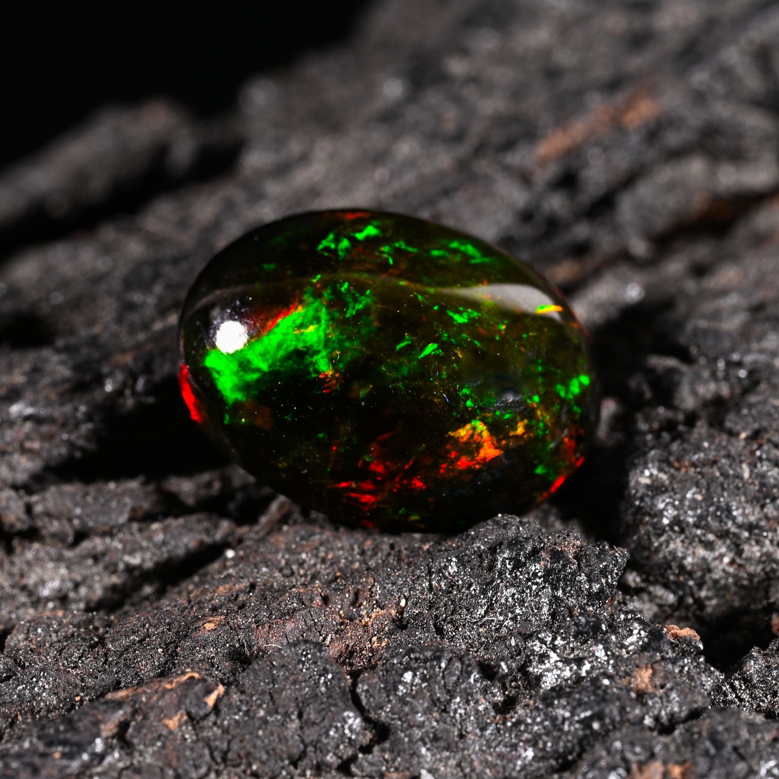 5.55 Ct Natural Ethiopian Multi Fire Black Opal Cabs Loose Gemstone 15x11x7 MM