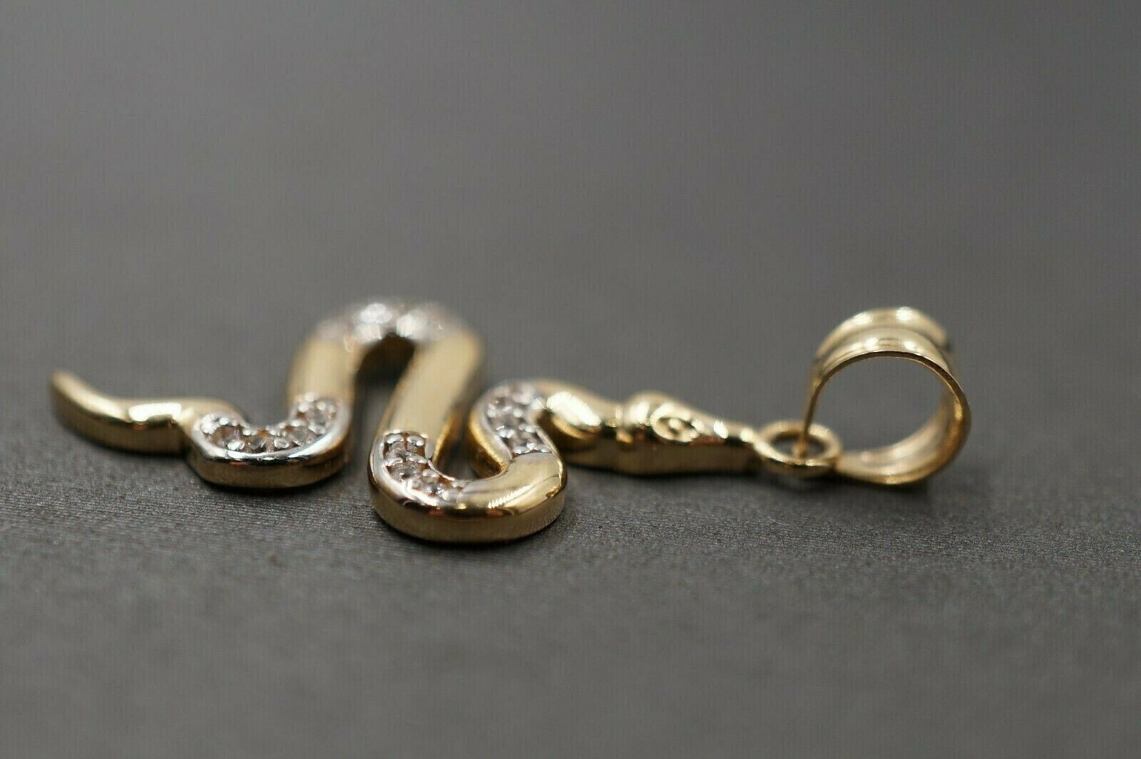Round Cut Simulated Diamond Snake Shape Pendant Chain In 14k Yellow Gold Plated
