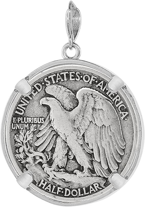 925 Sterling Silver Half Dollar Bezel 30 mm Coins Prong Back Round Edge 50 Cent