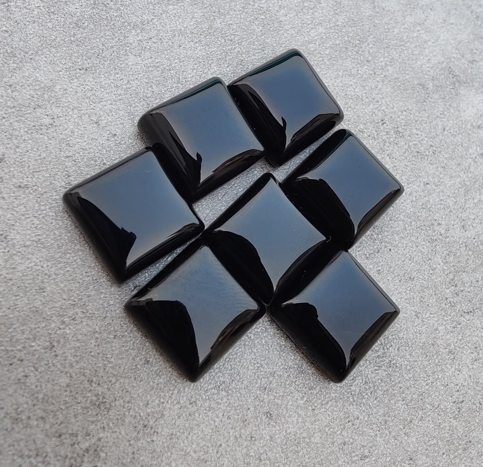 Natural Black Onyx Square Cabochon Loose Gemstone For Jewelry Crafting