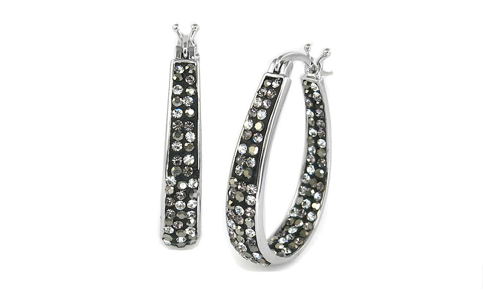 Women’s 18Kt White Gold Plated Austrian Crystal Inside Outside Hoop