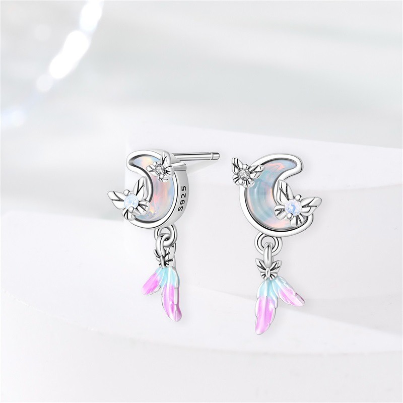 KUNSIR 925 Sterling Silver Dainty Moon Stud Earrings For Women Jewelry Gifts USA