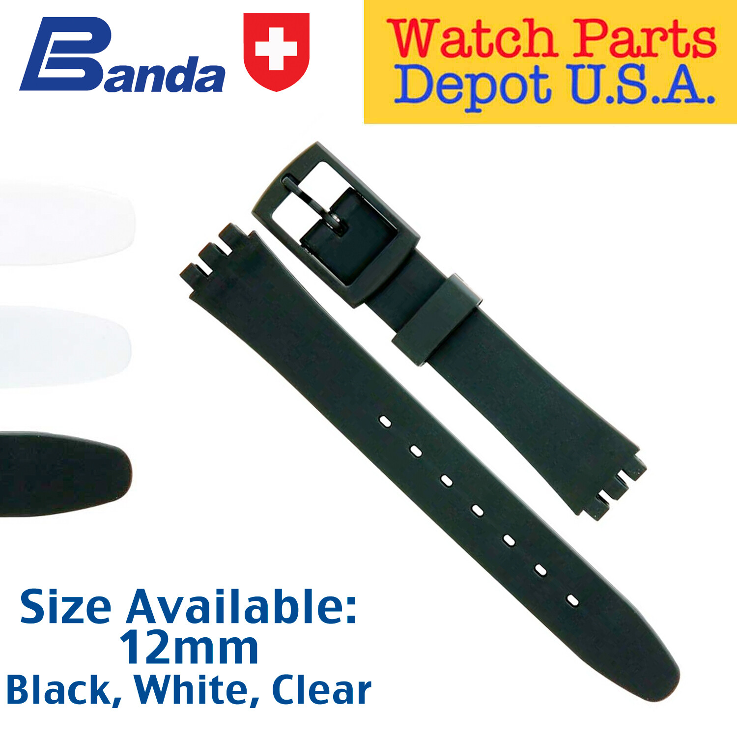 Banda Watch 12mm Strap Replacement Band Solid Generic for Ladies for Swatch