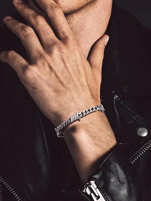 Barbed Wire Cuban Link Chain Bracelet Adjustable Stainless Steel Punk Emo 2026.