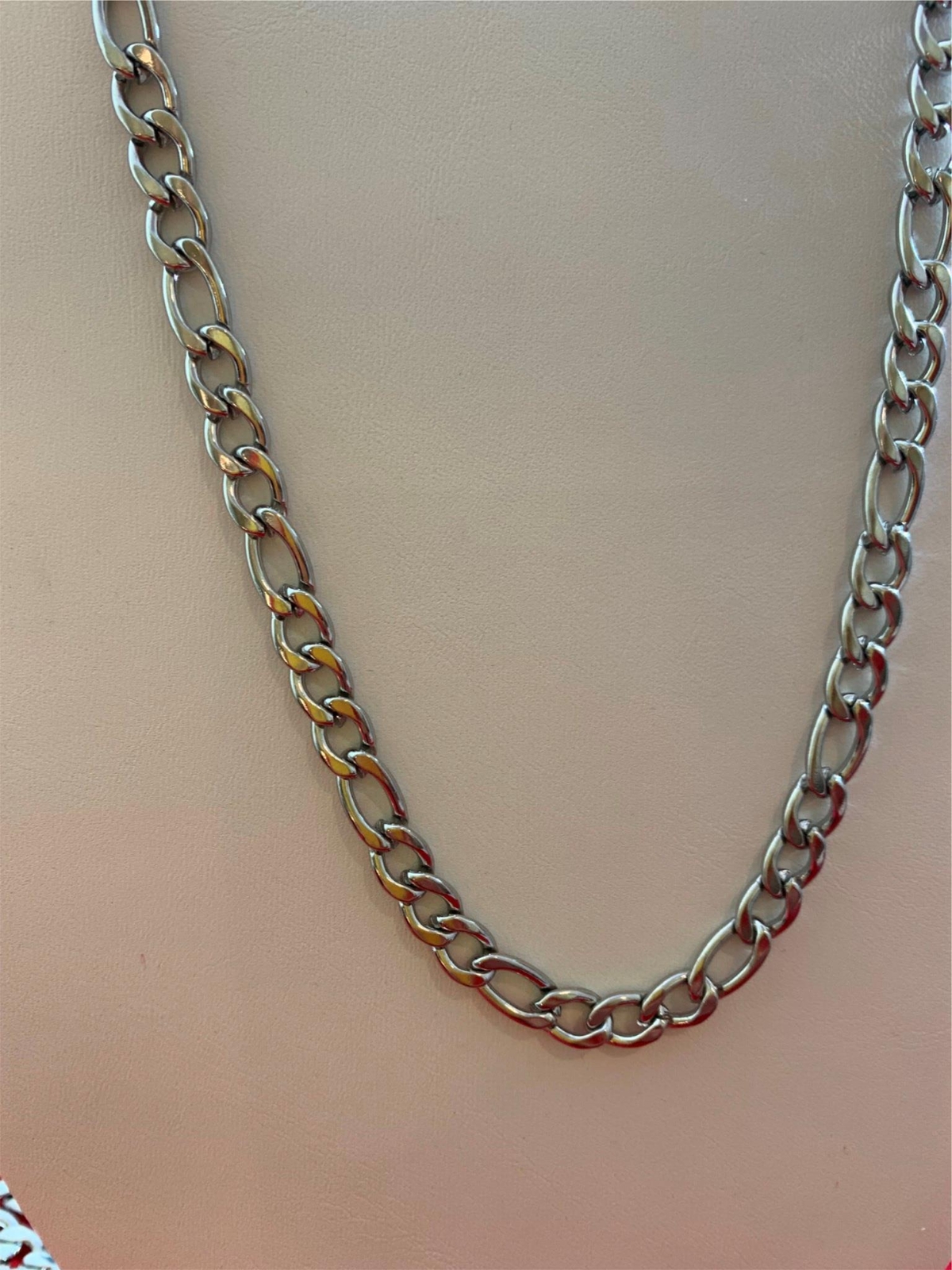 SILVER STAINLESS STEEL FIGARO 16″-30″ WOMEN MEN 3/4/5/7/9/10/12MM CHAIN NECKLACE