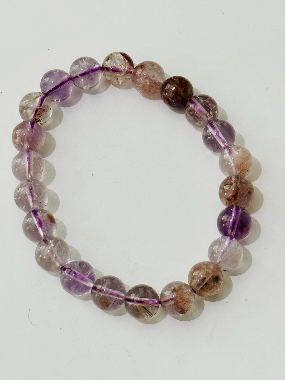 8mm Natural Super 7 Melody Stone 7.5″ Crystal Healing Stretch Gemstone Bracelet