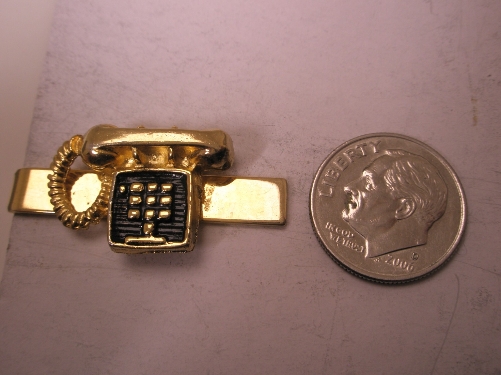 TelePhone Push Button Land Line Vintage SMALL Tie Bar Clip att gte bell system