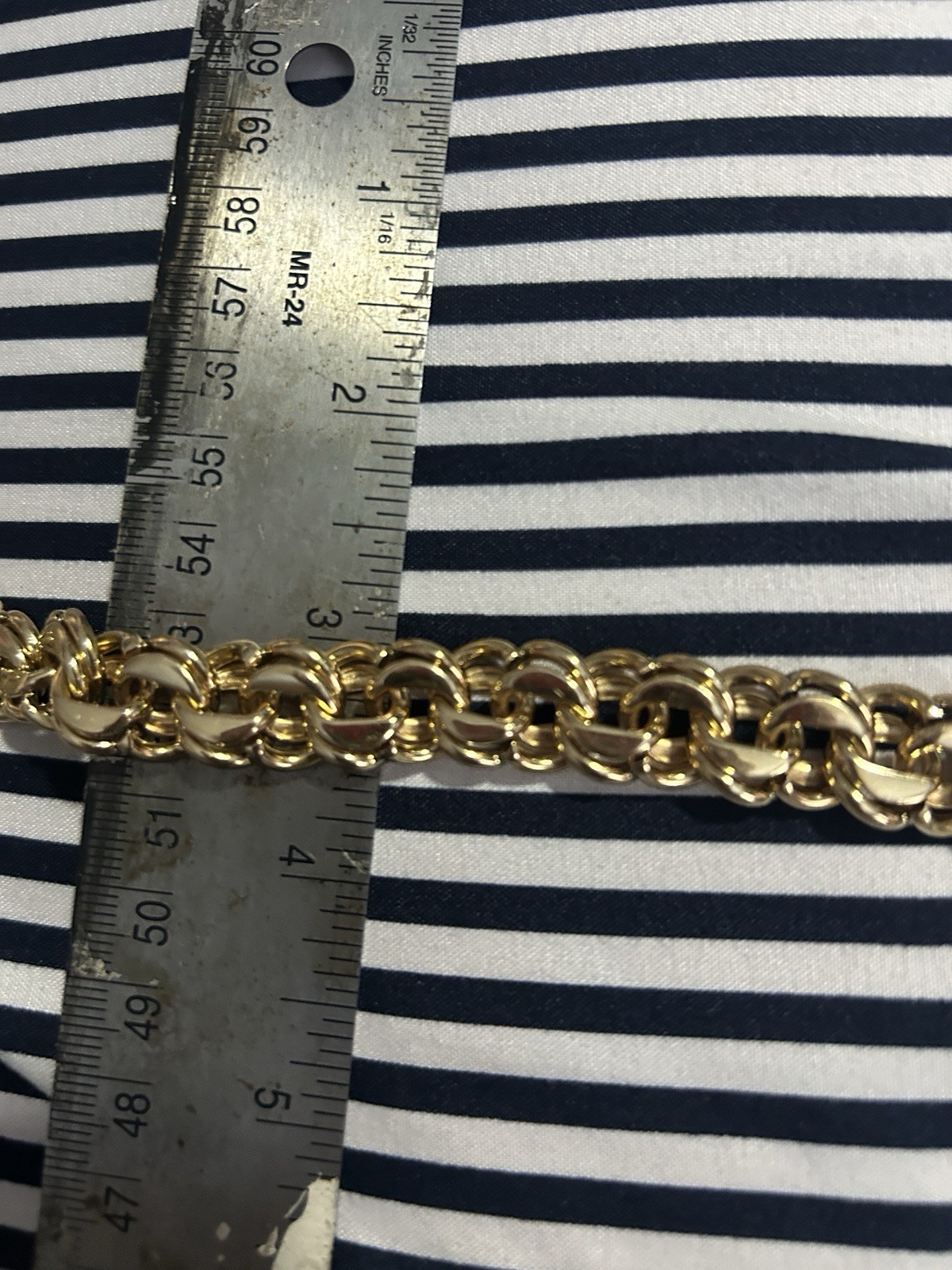 14k Solid Yellow Gold 64g Heavy Double Curb Link Chino Bracelet 7.5″