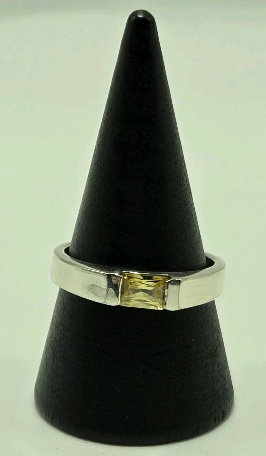 VTG Signed NF 925 Thailand Sterling Silver Light Yellow Stone Size 7.75
