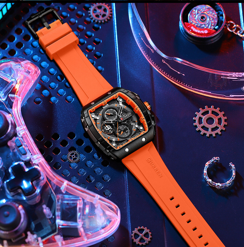CURREN Men Sport Watch Brand Silicone Wristwatch Big Case Male Quartz Watches