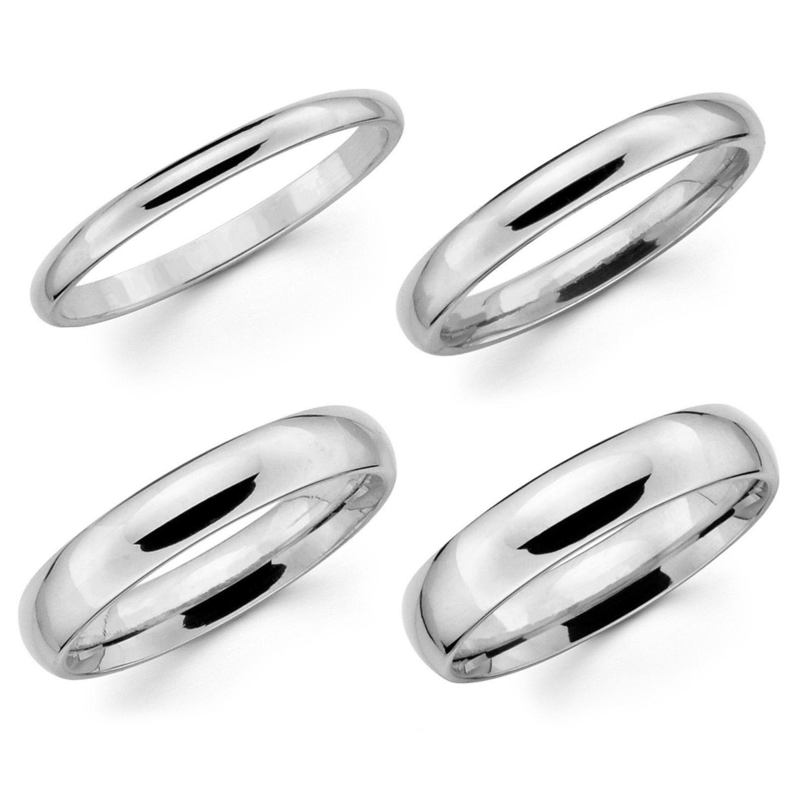 Mens Ladies Real Genuine 10k White Gold 2mm 3mm 4mm 5mm 6mm 7mm 8mm Wedding Band