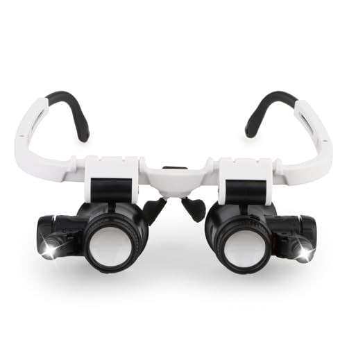 Hands-Free Magnifying Glass Headband 8X 15X 23X LED Light Jeweler Loupe
