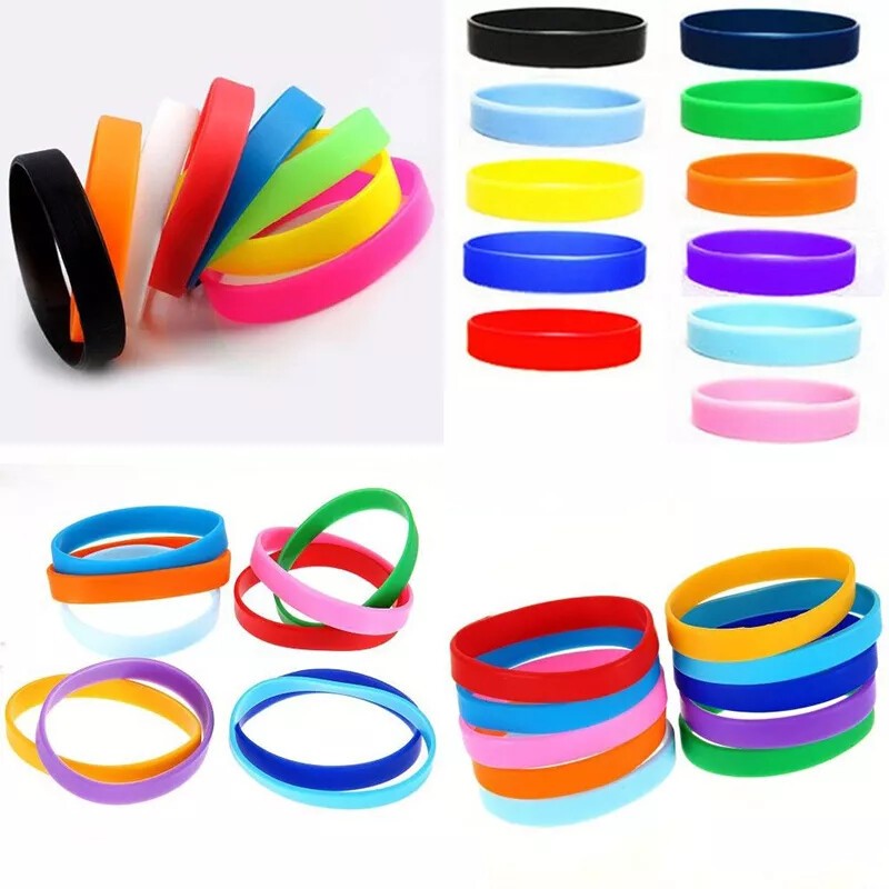Silicone Rubber Sports Bracelet Wrist Band Fashion Simple Bangle Gift 12 Color