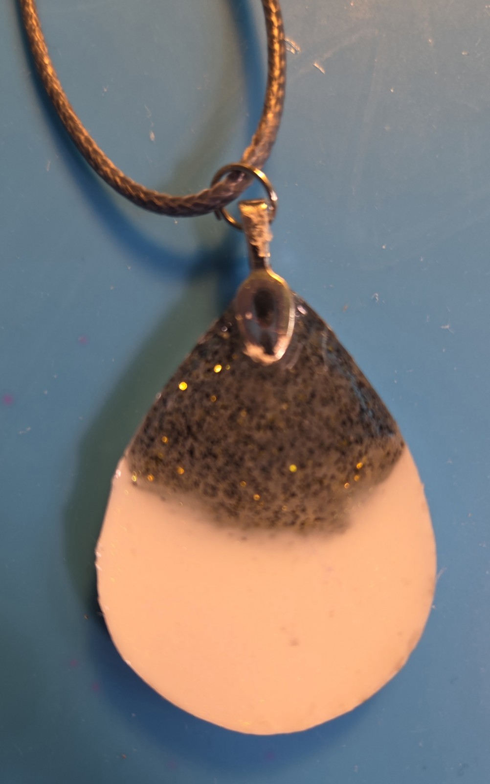 Teardrop Animal Print Teardrop Resin Pendant Necklace Cord Adjustable 19-24in
