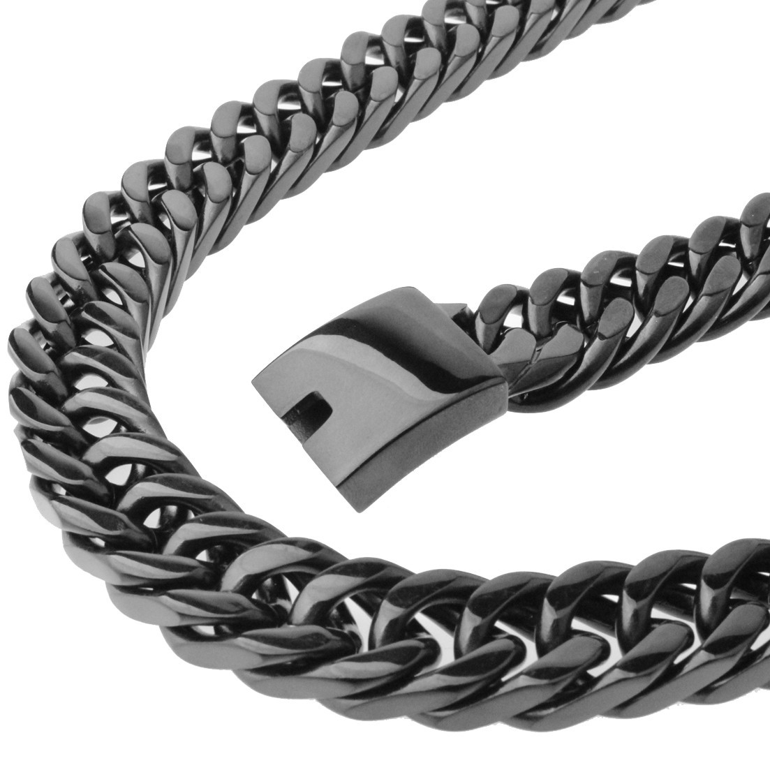 19mm Heavy Black Men Necklace Stainless Steel Cuban Chain Mens Necklace Choke