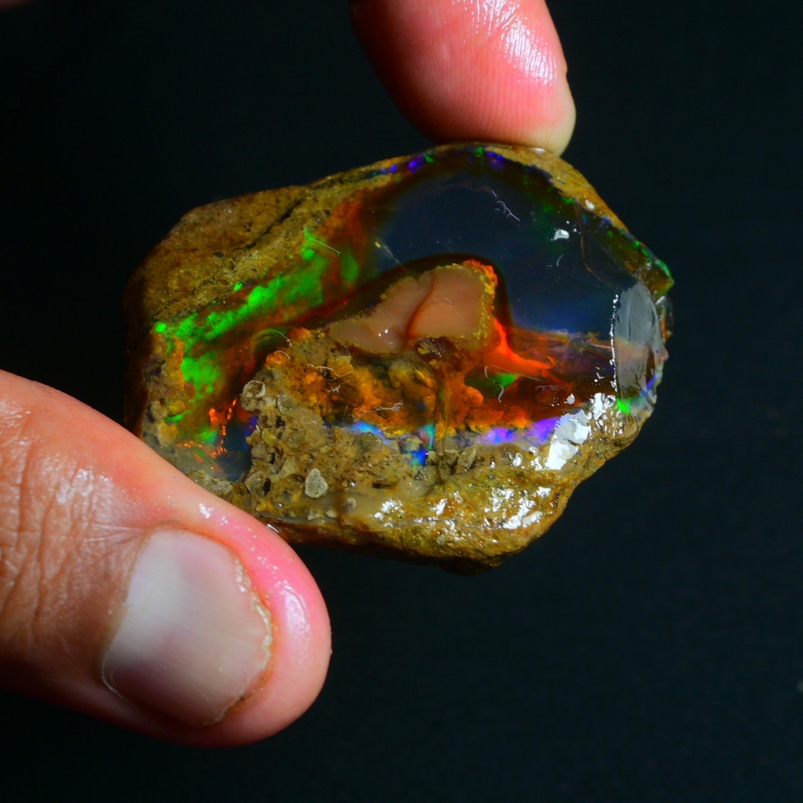 Stunning Multi Fire Natural Ethiopian Oil Opal Rough 141 Cts Raw Opal Specimen