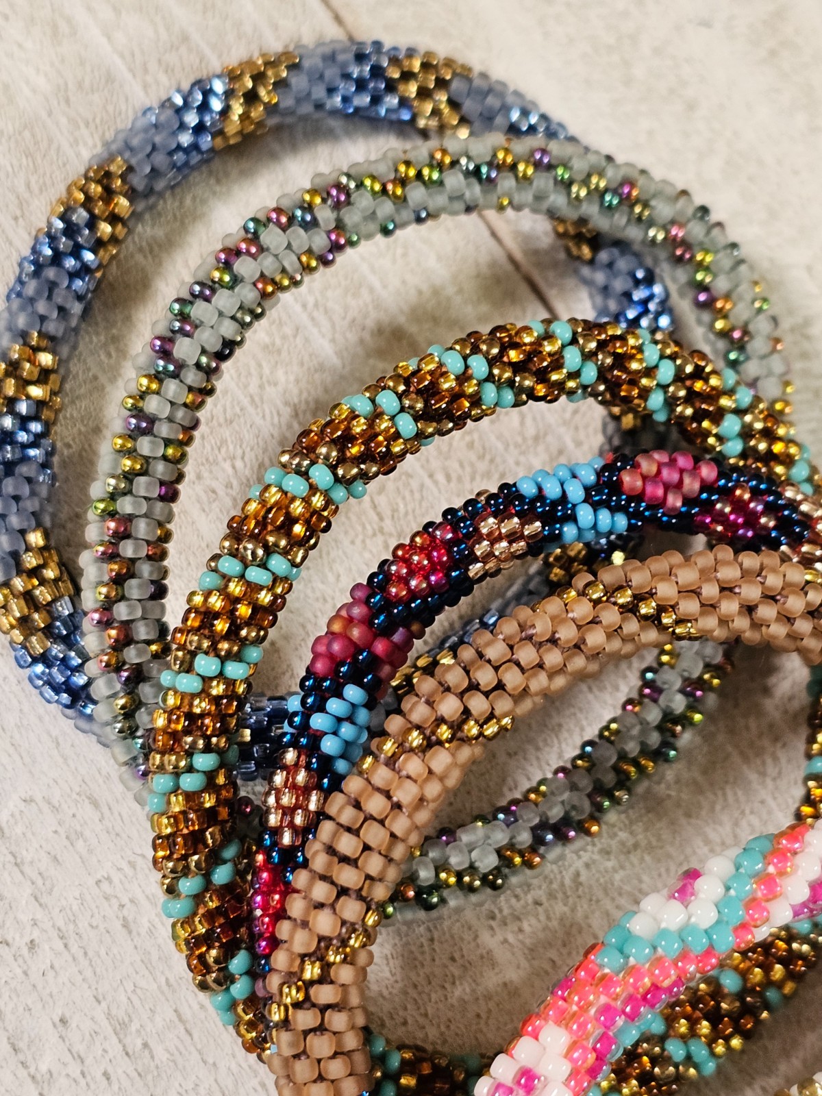 G14 7 PCs Nepal Beaded Bracelets Assortment Seed Bead 7″ Average Size FREE SHIP