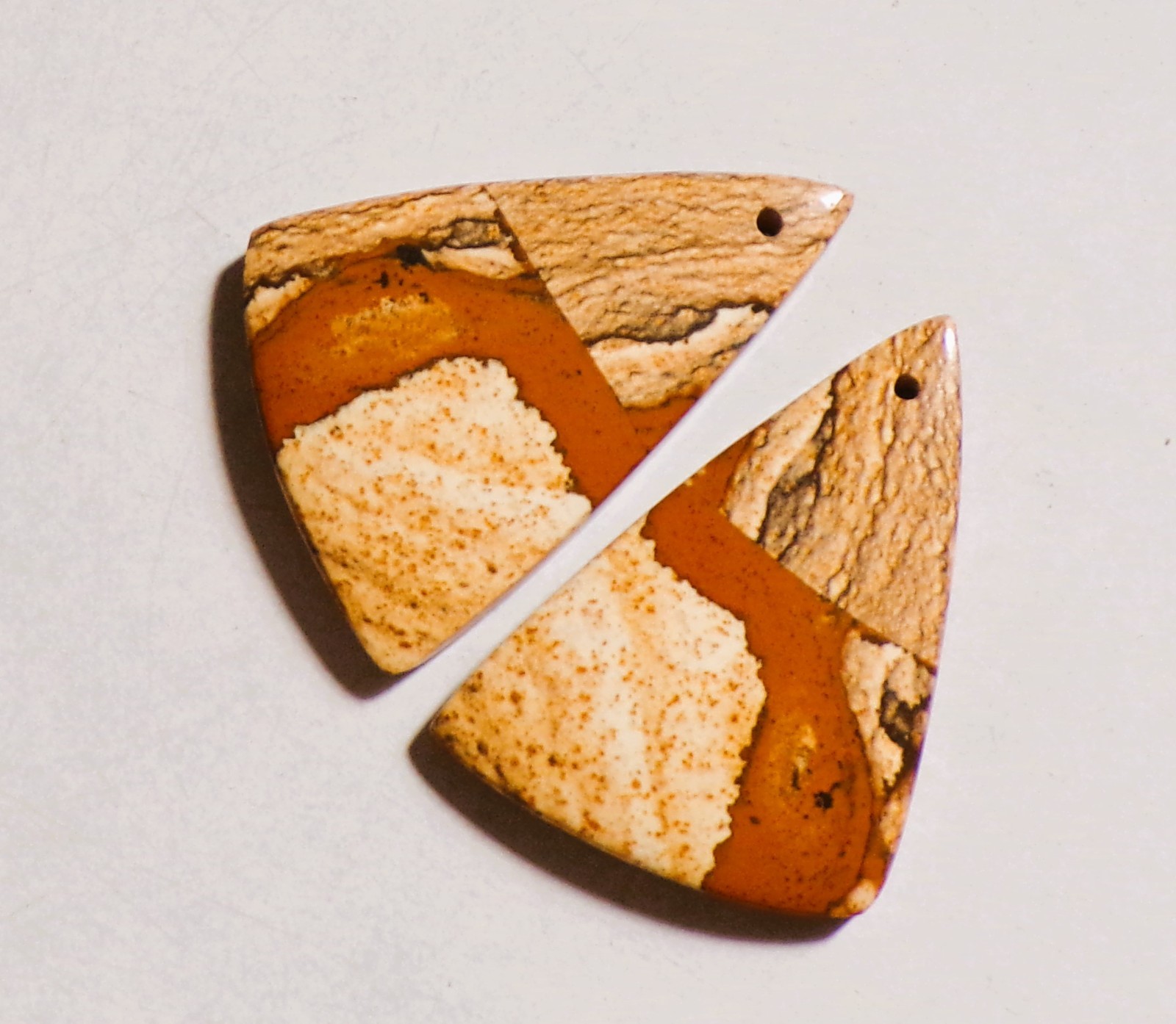 35.50 Cts Natural Picture Jasper Drilled Cabochon Match Pair Gemstone 31X21MM 02