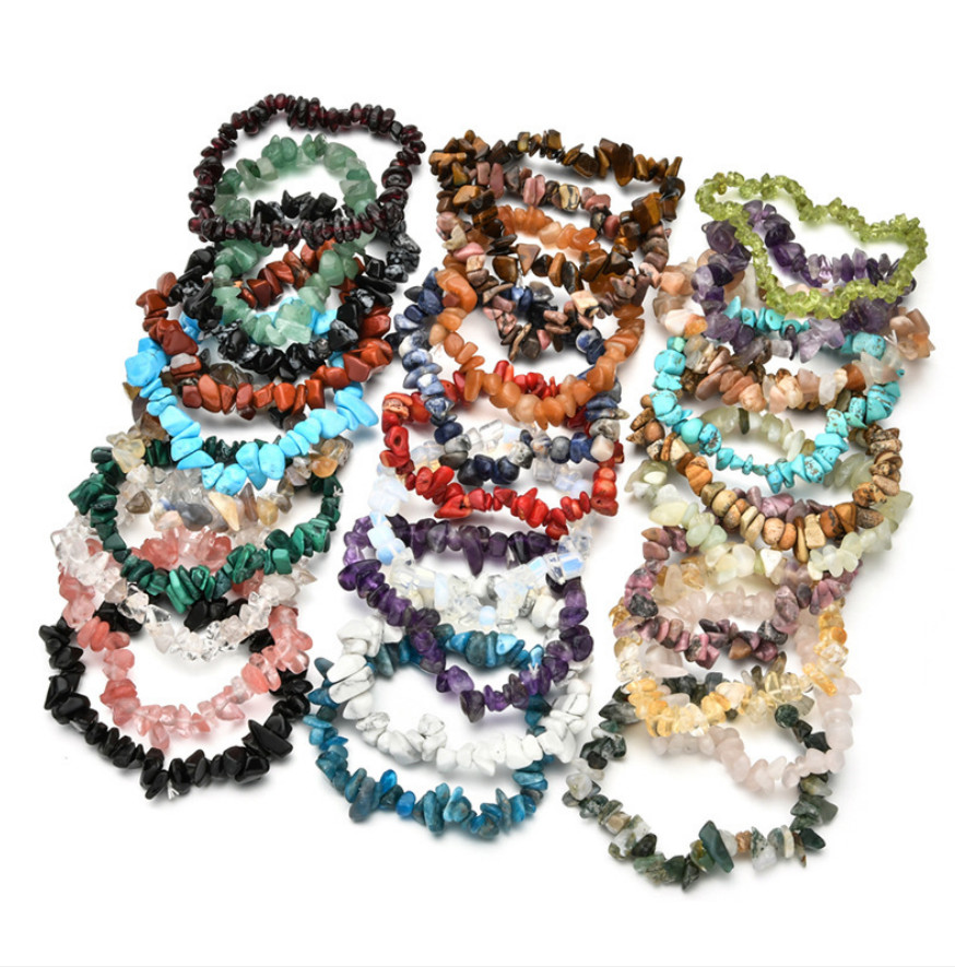 Natural Gemstone 5-8mm Chip Beads Stretchy Bracelet Reiki Chakra Fashion Jewelry