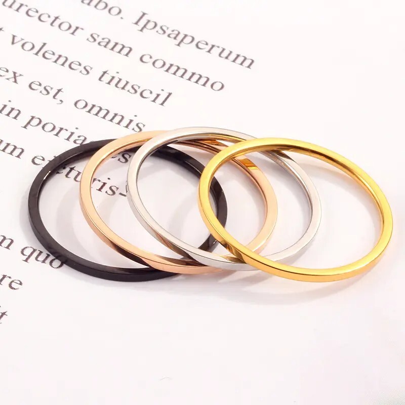 1mm Thin Plain Silver Gold Plated Stainless Steel Wedding Ring Band Size 3-10