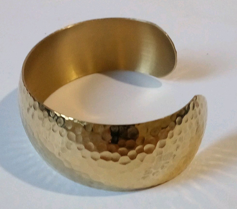 1/20 14k Gf Hammered Cuff Bracelet Gold Tone Made In USA