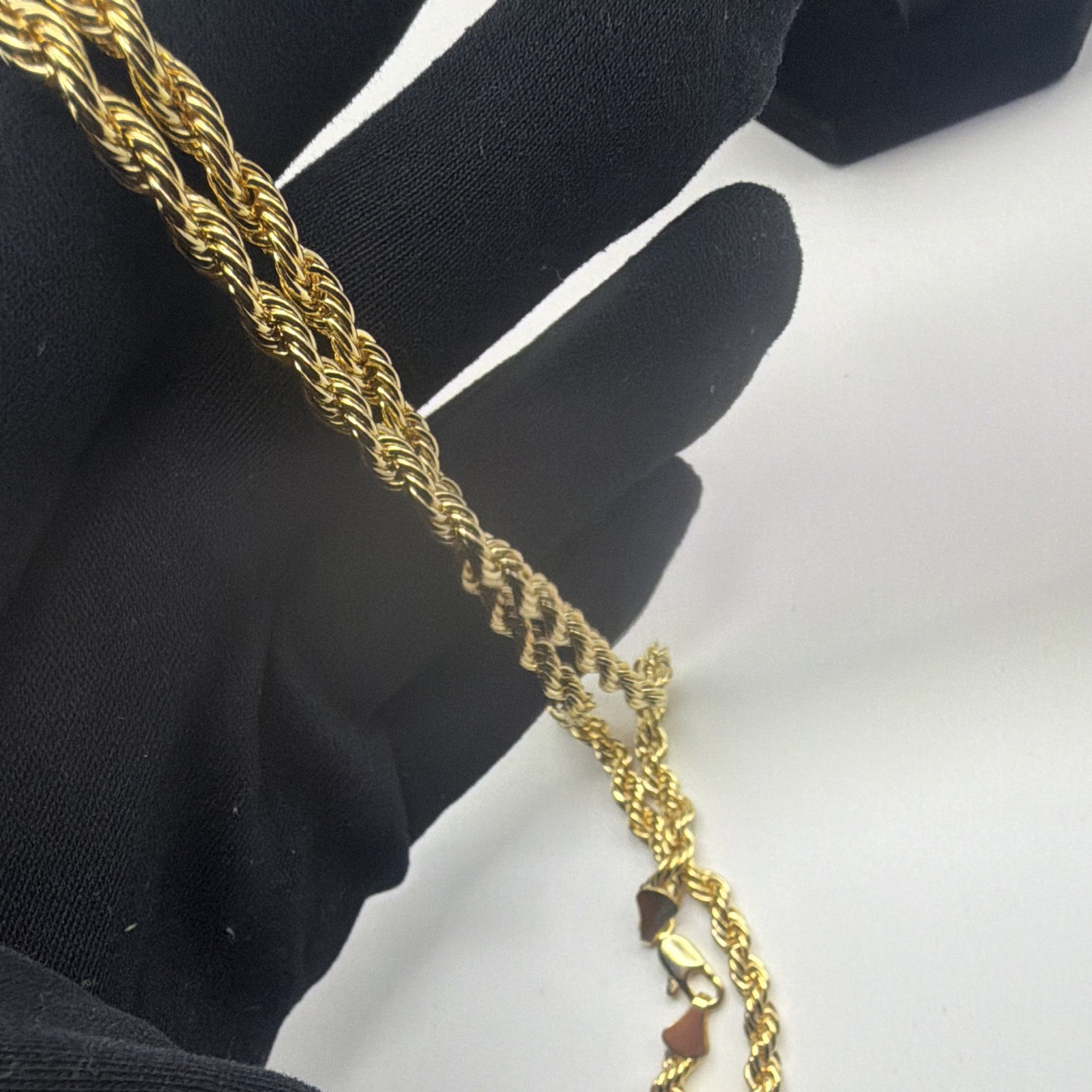 Gold Tone Rope Chain Necklace – Lobster Clasp, Metal, No Stone