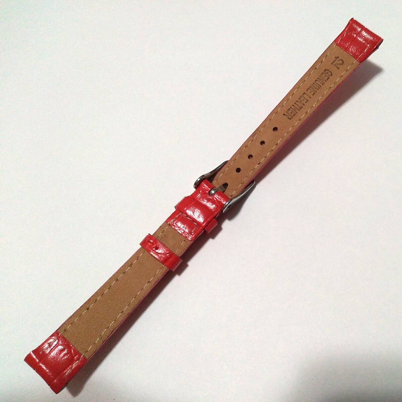 Timex Ladies Womens Red Genuine Leather Crocodile Grain 12mm Regular Watch Band