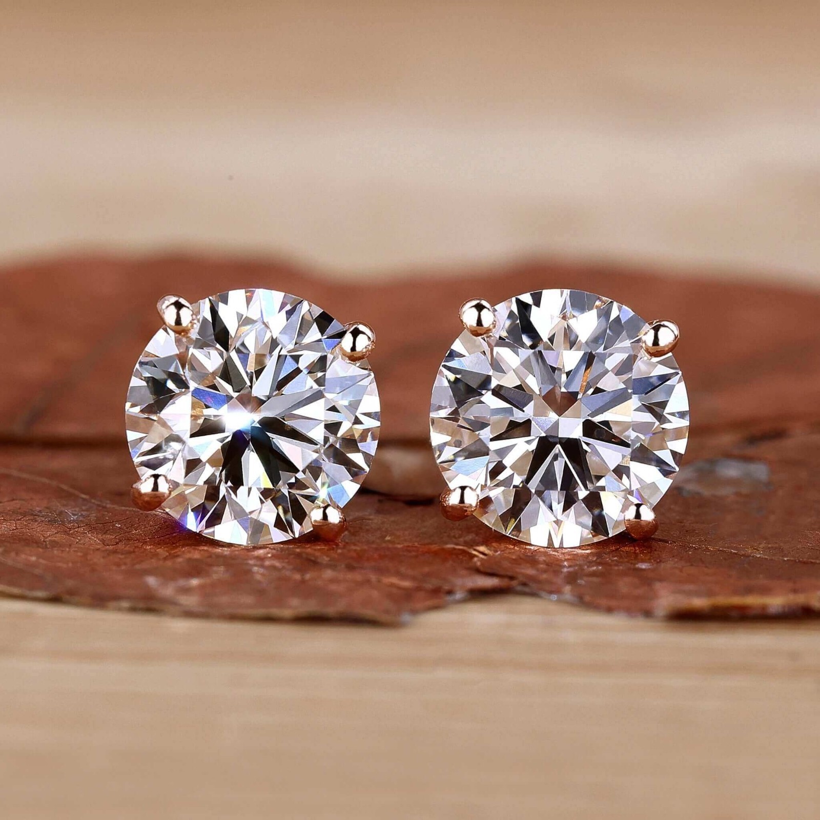Lab Grown Diamond Stud Earrings 0.50-4CT VS E/F Color 14K Solid Gold for Gift