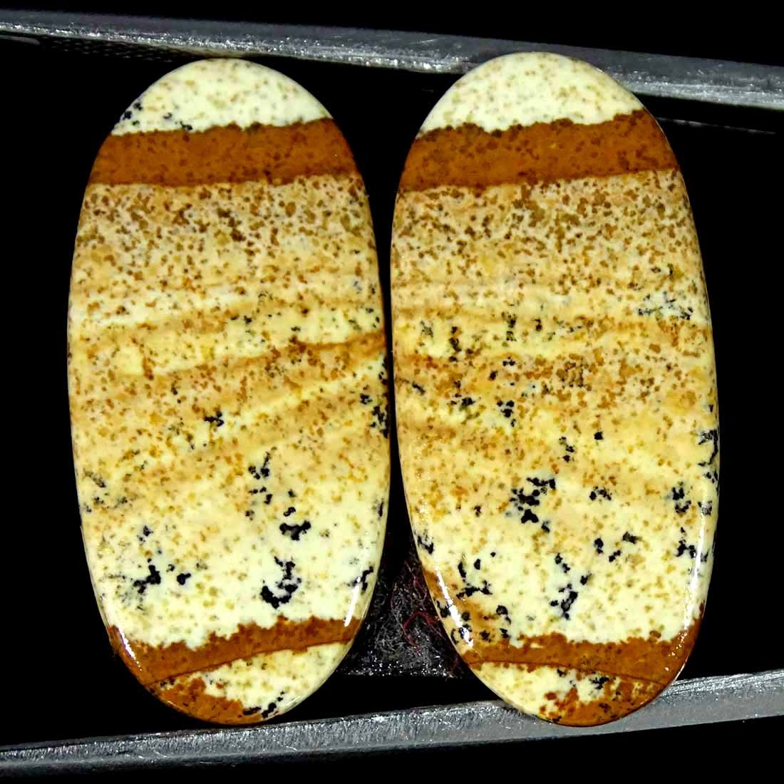 14.40Cts Natural Picture Jasper Cabochon Loose Gemstone Pair 12x25x3mm Oval