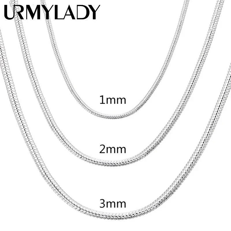 Men&Women’s 925 Sterling Silver Snake Chain Necklace 16-24*