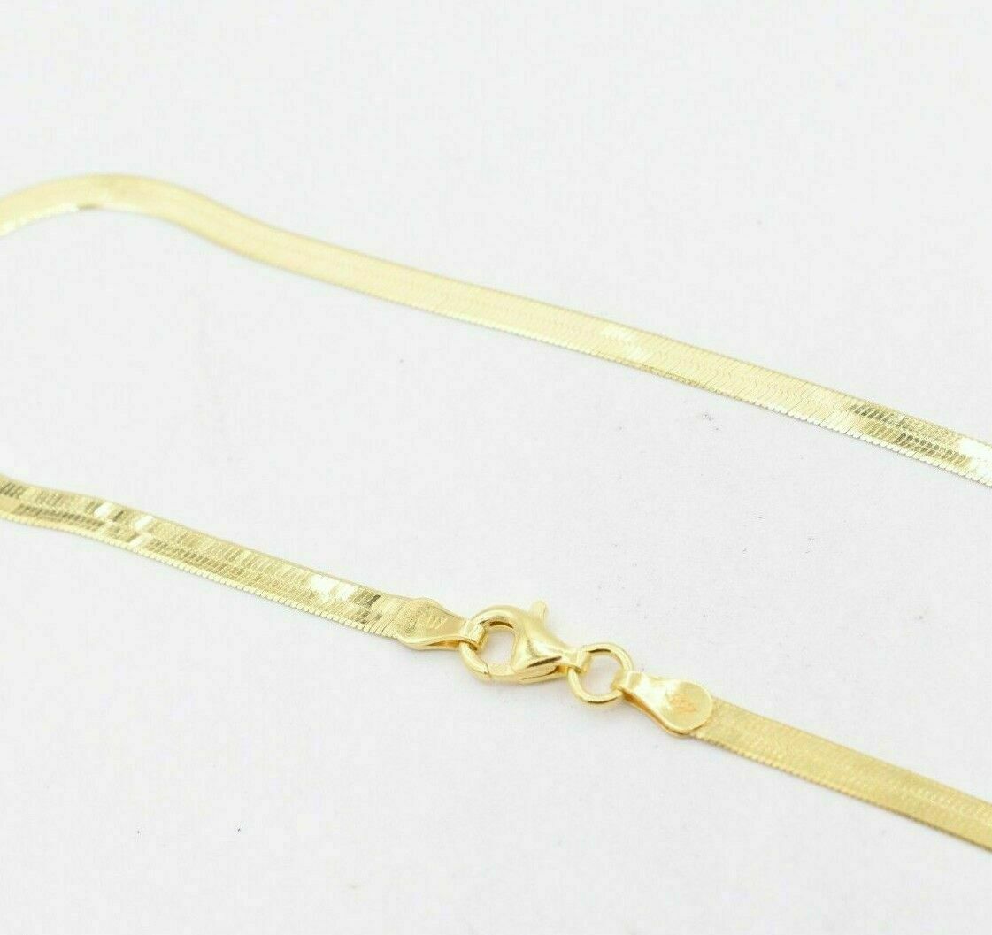 2.5MM Solid 925 Sterling Silver Italian Gold Herringbone Anklet Chain 9″ or 10″