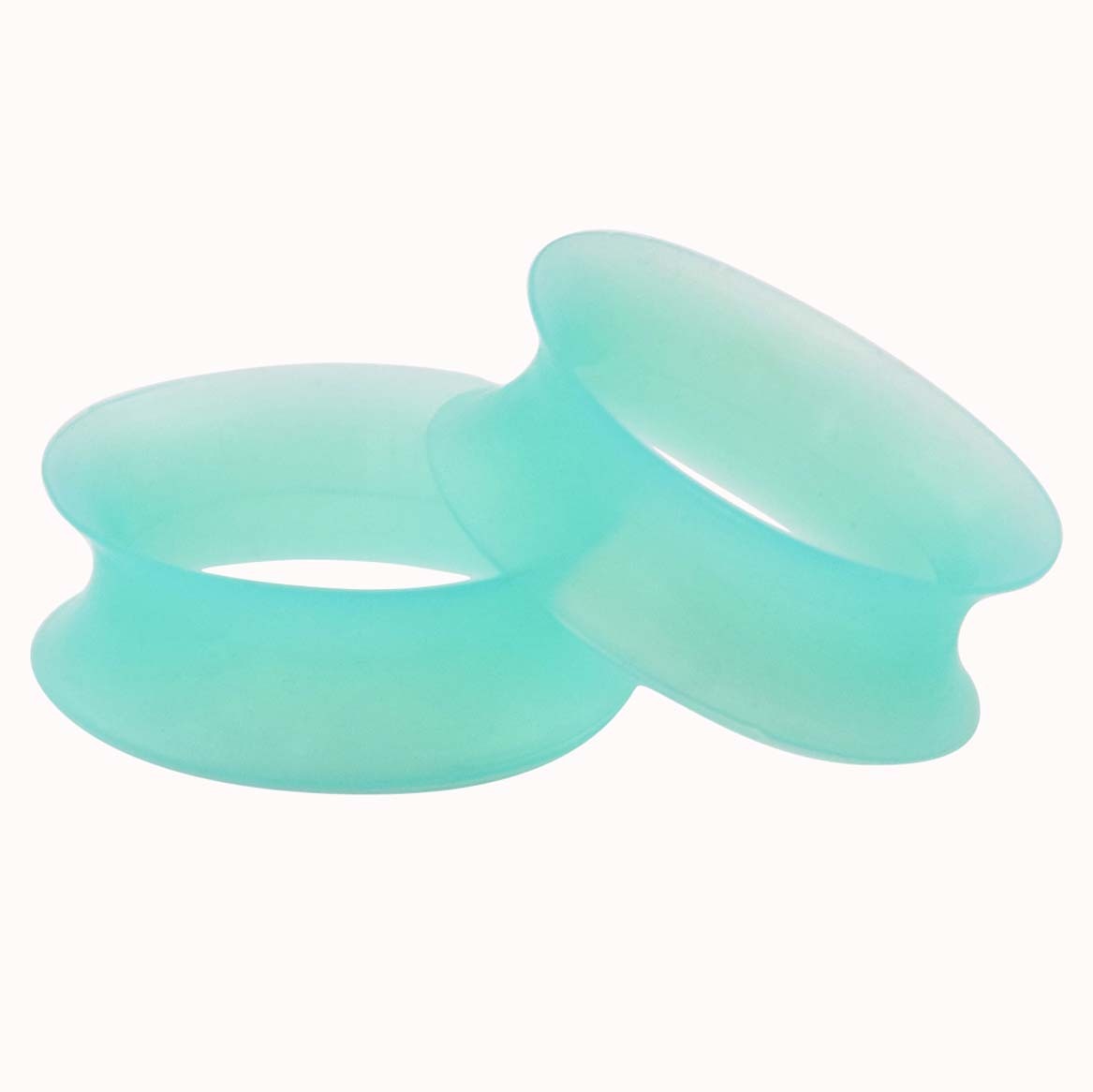 Pair Flexible Silicone Flesh Ear Tunnels Double Flat Flared Plugs Earlets Gauges