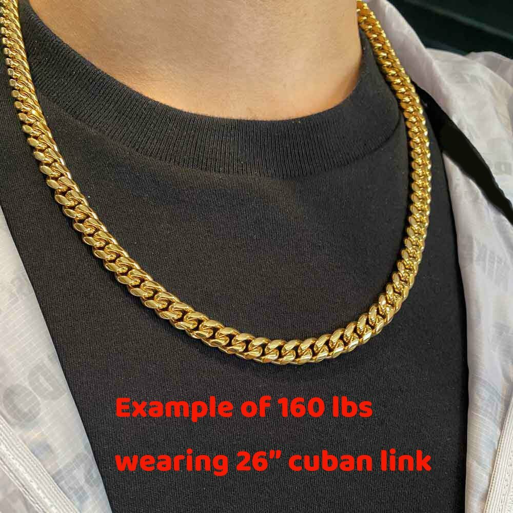MENDEL 10mm Mens Gold Plated Miami Cuban Link Chain Necklace Stainless Steel Men
