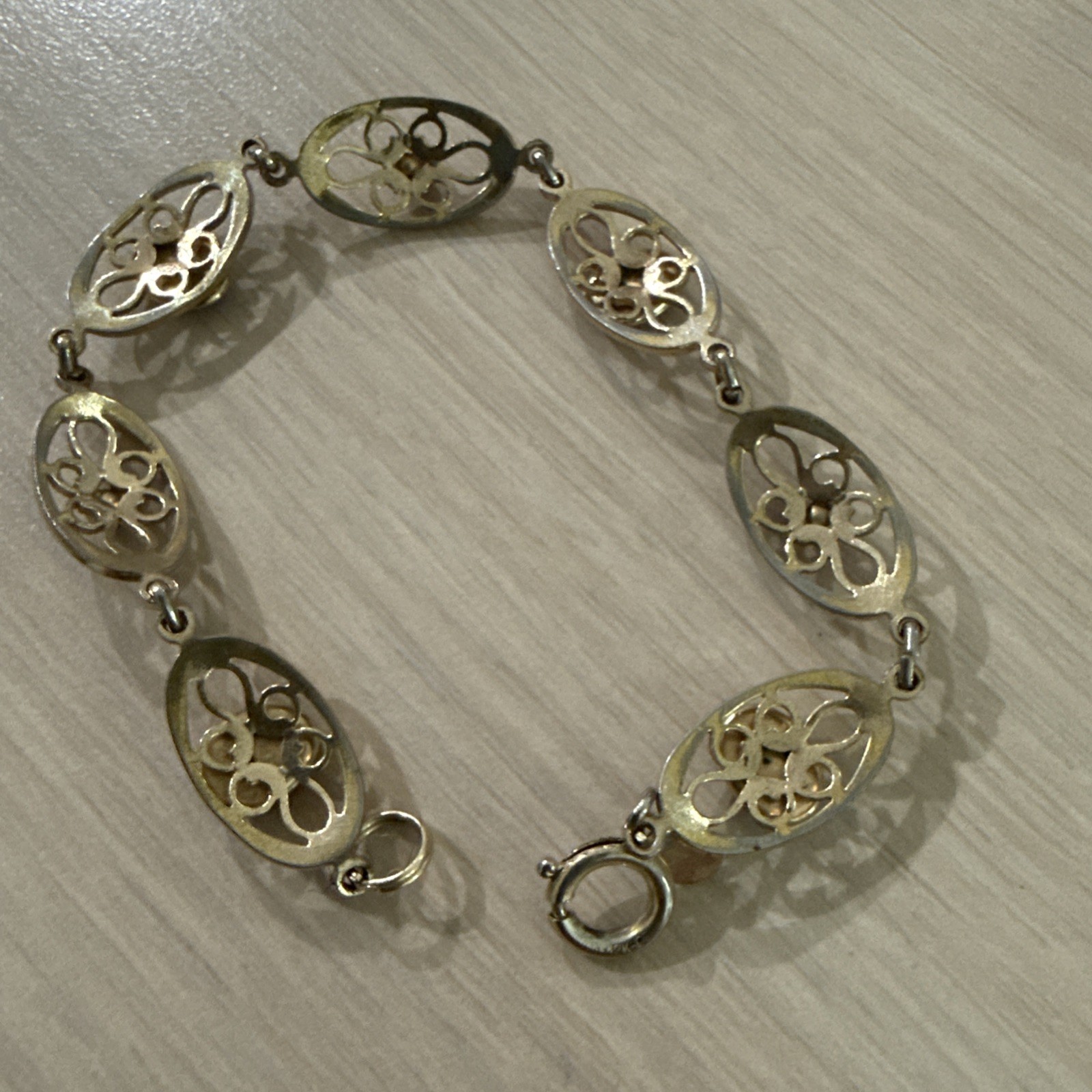 Vintage AMCO Cameo Filigree 1/20 14k Gold Filled Bracelet 7”