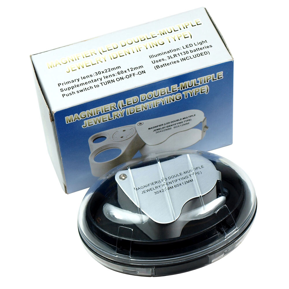 Illuminated 30X – 60X Jewelers Loupe Lighted Magnifier US Free Shipping