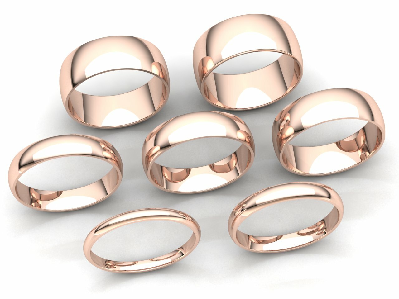 Dome Comfort Fit Band Ring Mens Women 2mm 3mm 4mm 5mm 6mm 7mm 8mm Solid 14k Gold