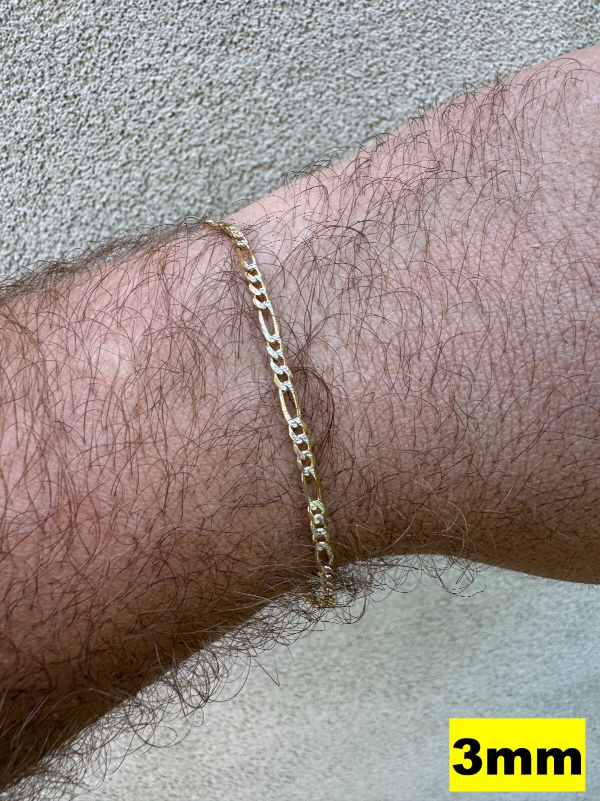 14k Gold Plated Solid 925 Sterling Silver Figaro Link Chain Two Tone Diamond Cut