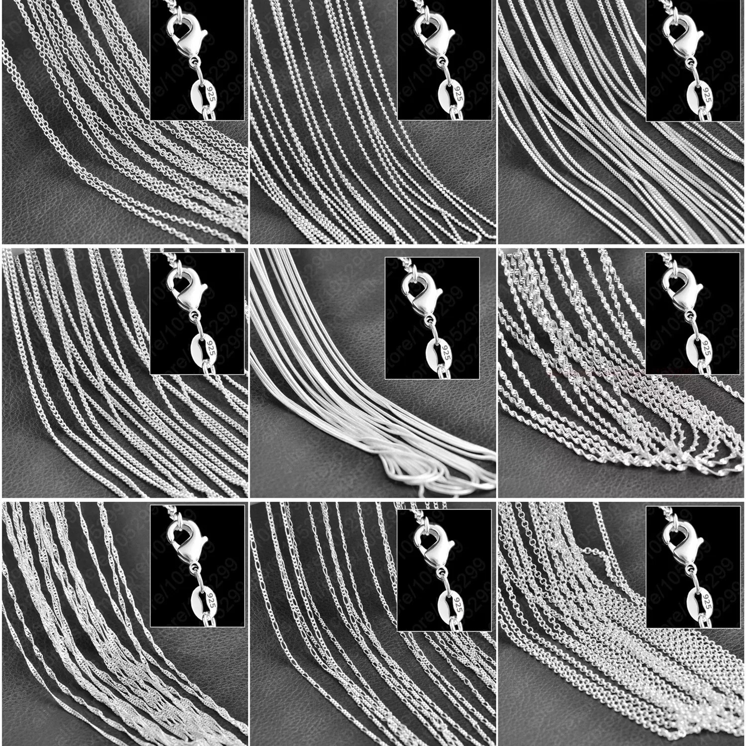 Wholesale 10pcs 925 Sterling Solid Silver 1mm 16inch -24inch Rolo Chain Necklace