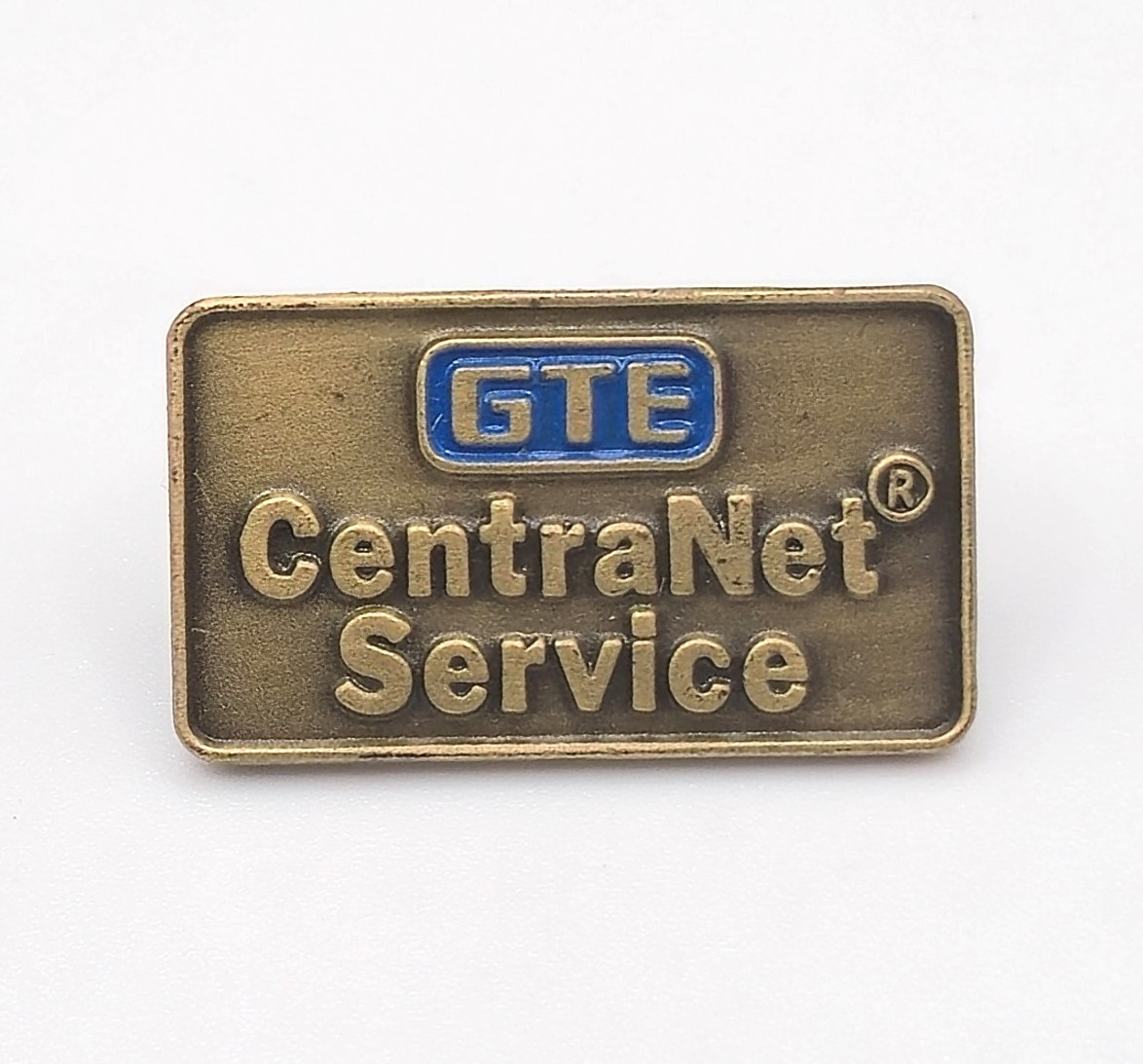 Vtg GTE CentraNet Service Lapel Pin Antique Bronze Tone Telecommunications Award