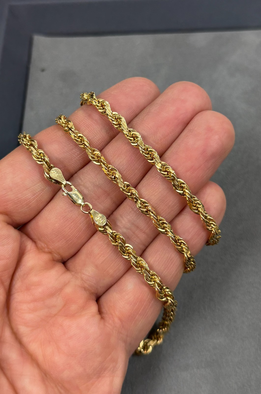 14k Solid Gold Diamond Cut 4.5mm Rope Chain 22” Inches 35.87 Grams