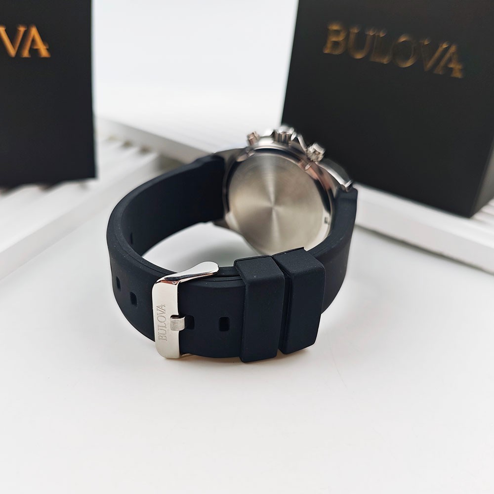 Bulova Marine Star 98B258 Blue Dial Black Rubber Strap Quartz Men’s 44mm Watch