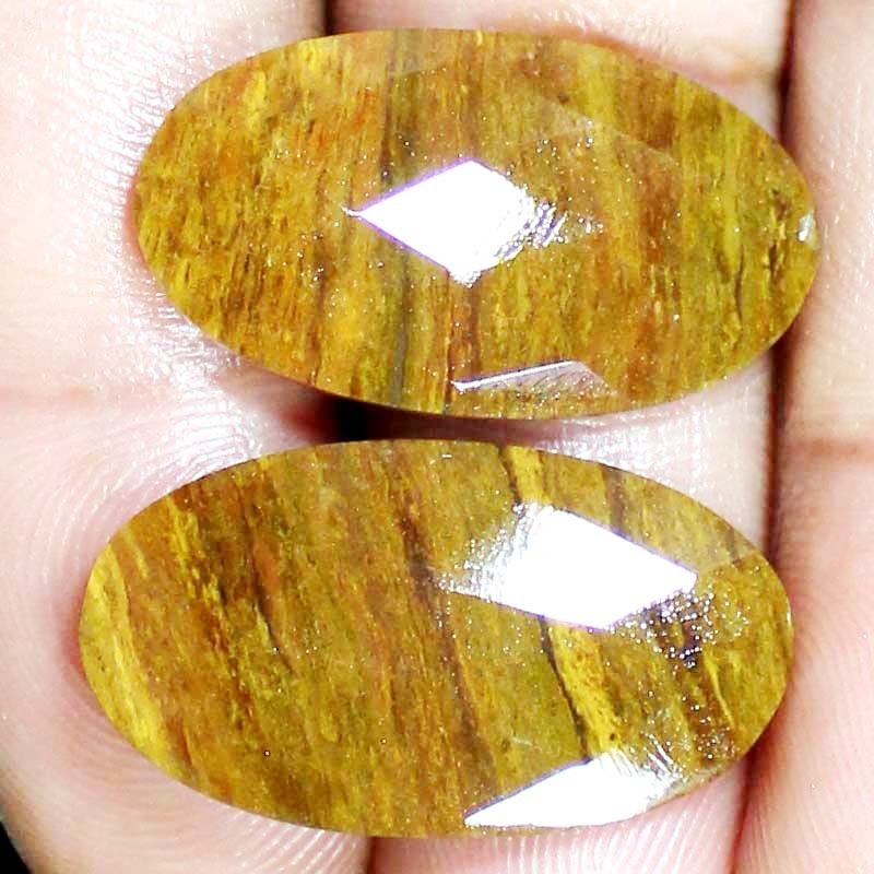 36.15 Cts Natural Picture Jasper Pair Cut Oval Cabochon Loose Gemstone 17x30x4mm
