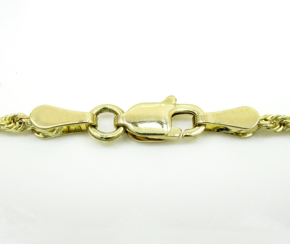 Solid 14k Yellow Gold 2.4MM Rope Chain Link Pendant Necklace Men Women 16″- 22″