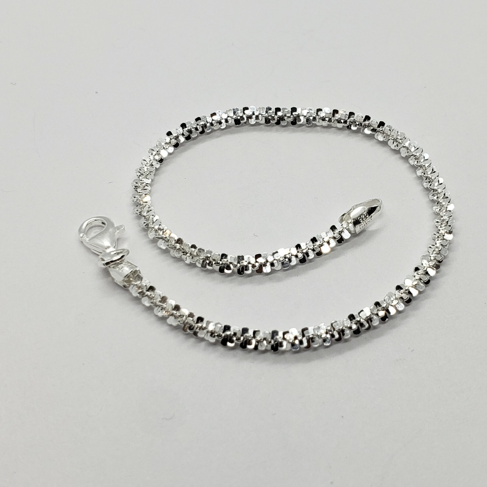 Sterling Silver Sparkle Rock Chain Necklace Bracelet 2mm Diamond 7″-24″